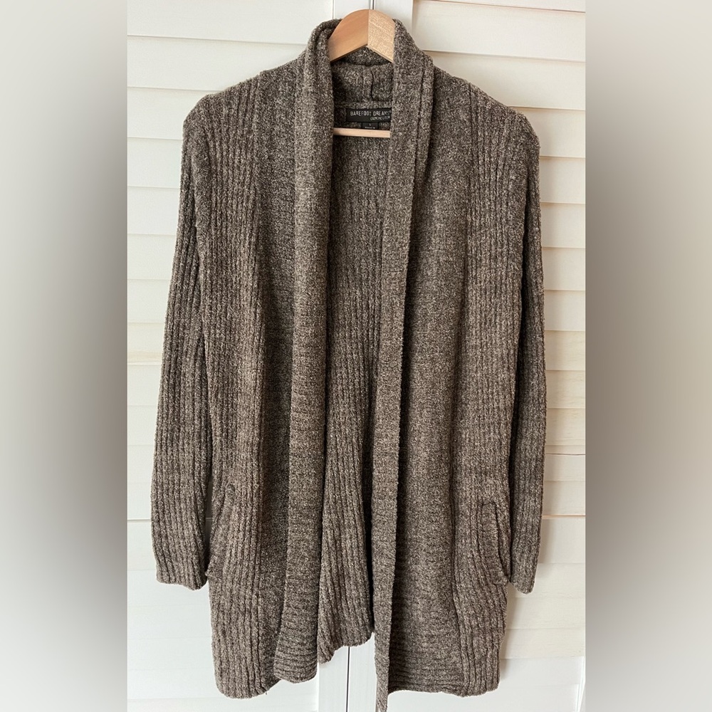 Barefoot Dreams Cozy Chic Lite Montecito Taupe Cardigan Small